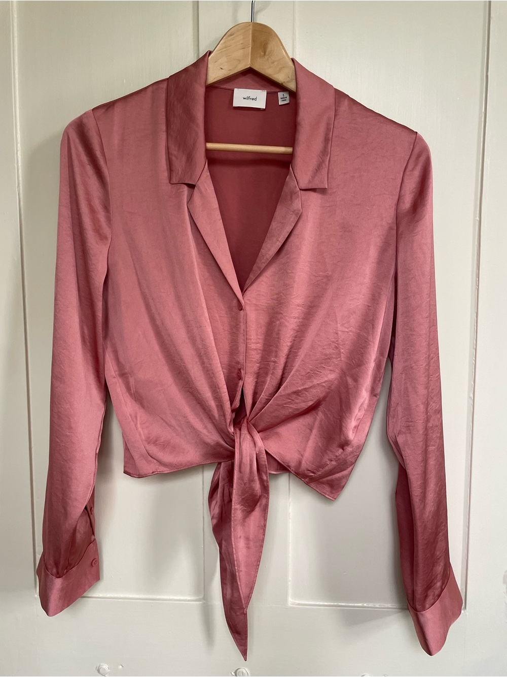 Wilfred by Aritzia Tie Front Satin Blouse
